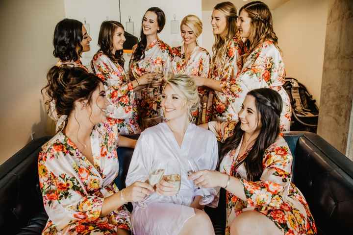 Bride Getting Ready With Bridesmaids in Robes, Toasting