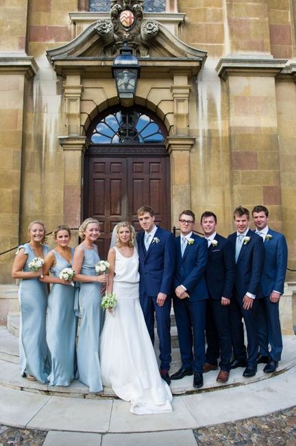 Do navy suits  go with Dusty Blue  bridesmaid  dresses  