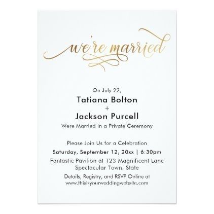Classic elopement announcement and reception invitation 