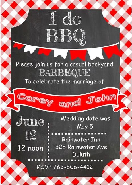 I Do BBQ more casual marriage announcement and reception invite