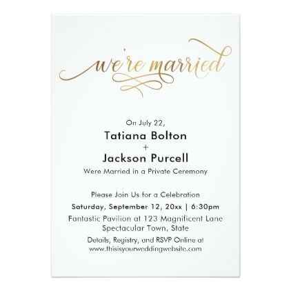 Classic elopement announcement and reception invitation 