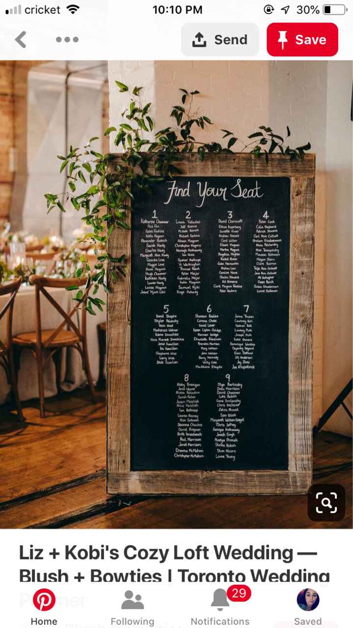 How are you letting guests know where they are sitting for the reception? - 1