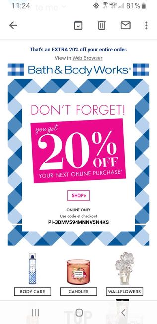 Bath & body works 20% off online only 1