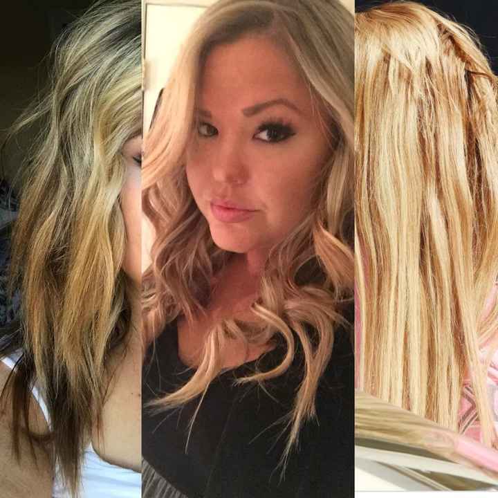 Left: real hair middle: dumb selfie with euronext right: sew ins