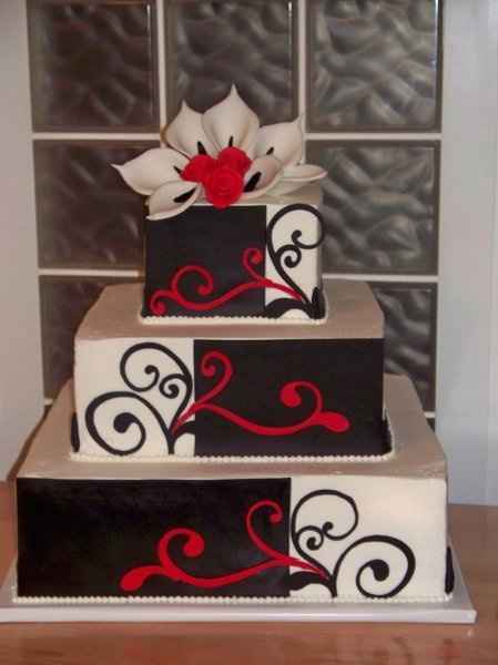 Black/Red Damask Wedding