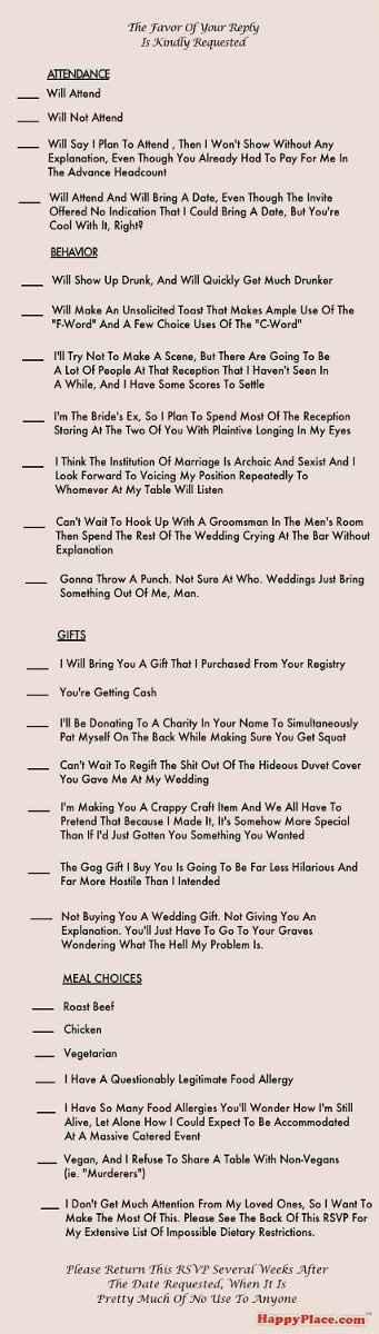 Funny RSVP Response Card...Must Read!