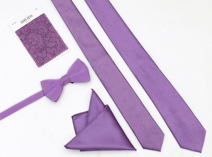 Where to find solid color tie that matches David's Bridal Wisteria? 1