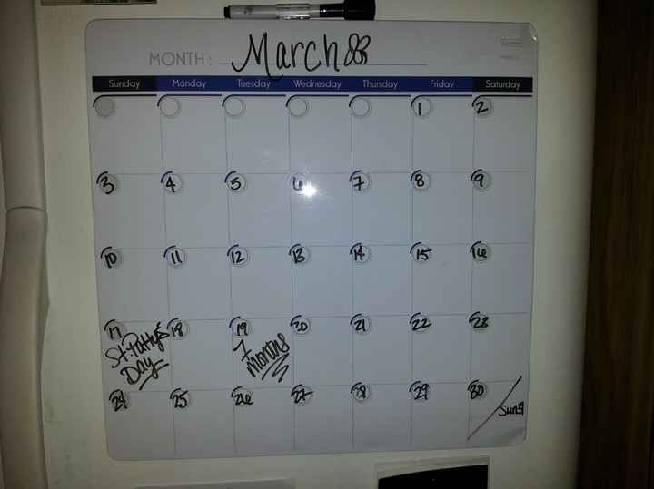 Who keep tracks of the months until your wedding on the calendar?
