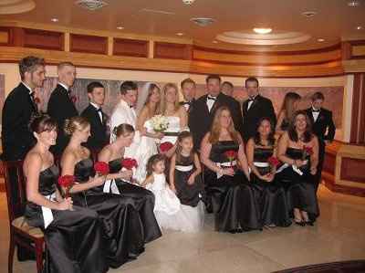 Red Roses, with Apple colored dress??
