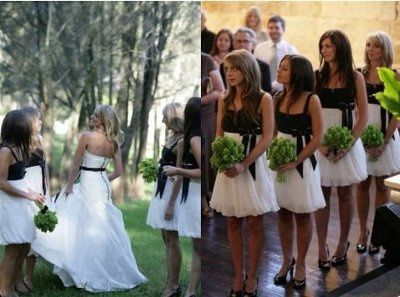 Black and White Colors for a summer wedding? with green sashes for girls, and green ties for guys?
