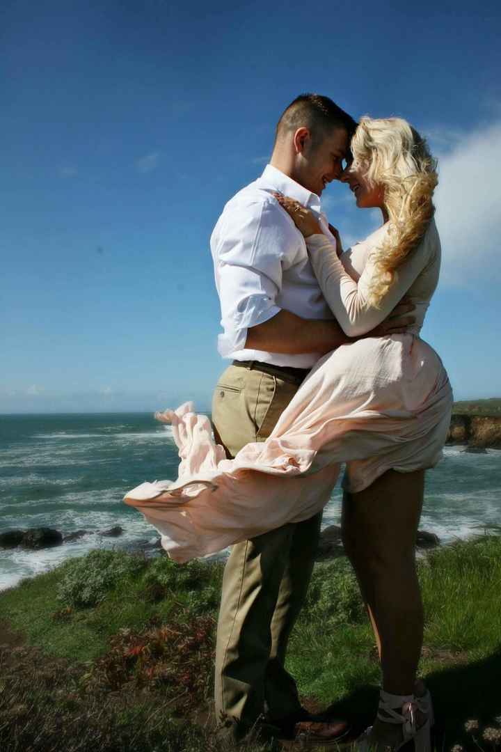 Show me non-conventional engagement pics attire