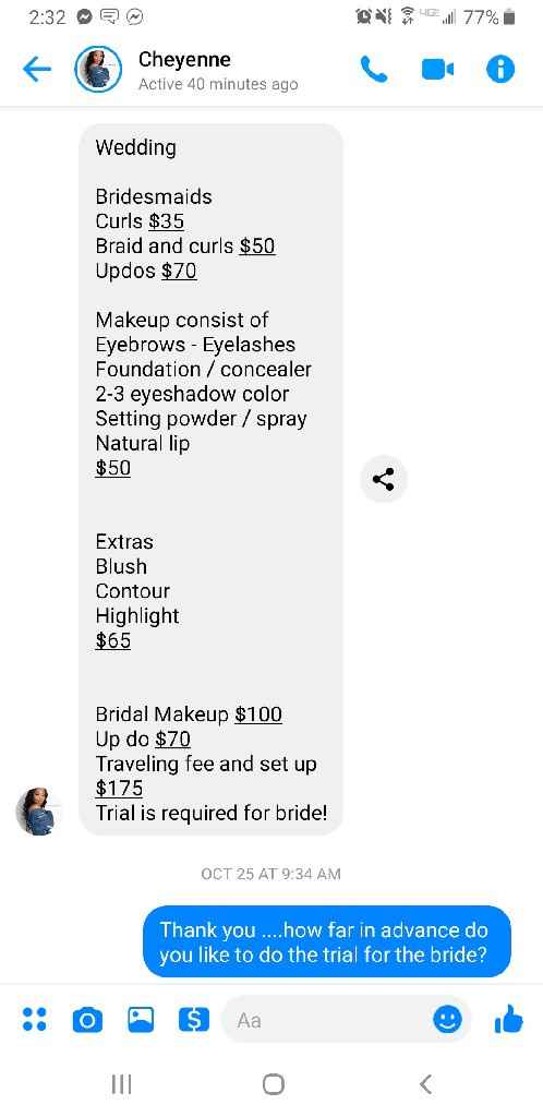 Hair and Makeup Pricing - 1