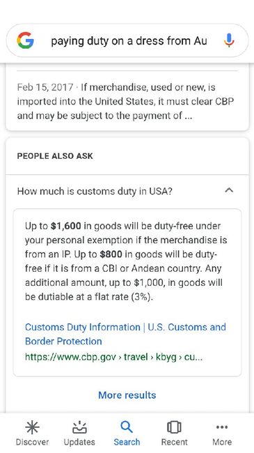 Import duty on wedding dress 1