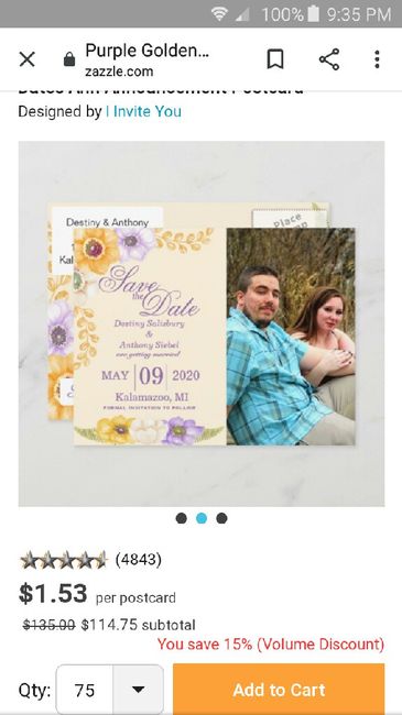 How many pictures did you use on your Save the Dates? 1