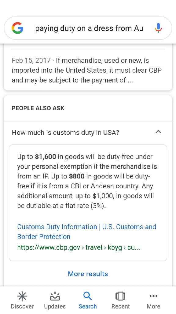 Import duty on wedding dress - 1