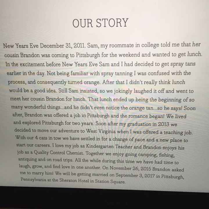 "Our story" input needed!