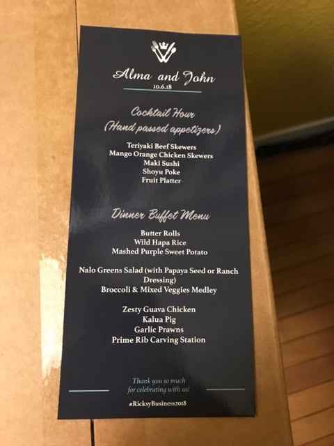 buffet menu card