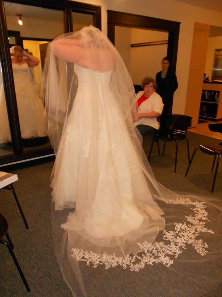 Got to try on MY dress