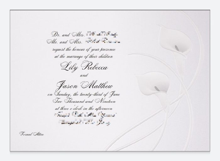 Embossed Calla Lily Invitation