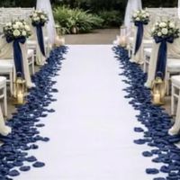 Navy blue, white and gold