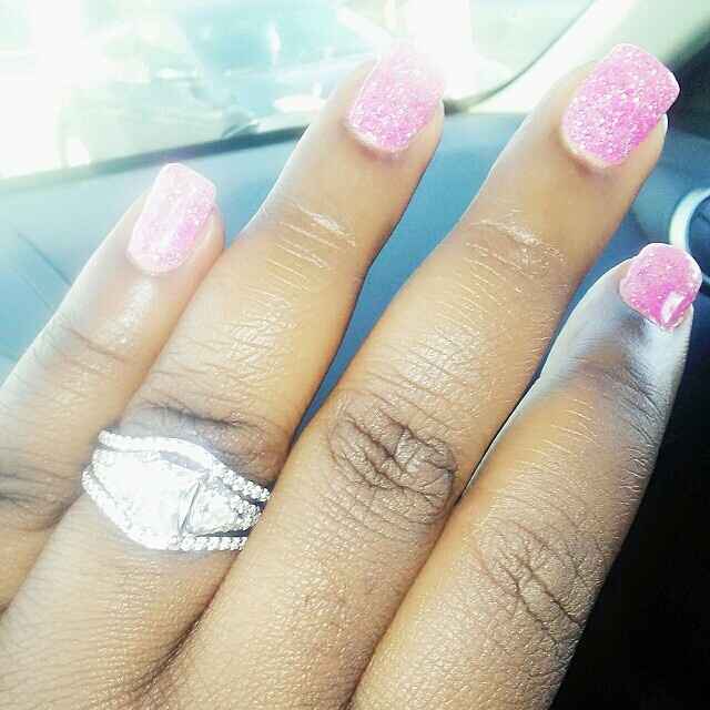 Stacked wedding bands.