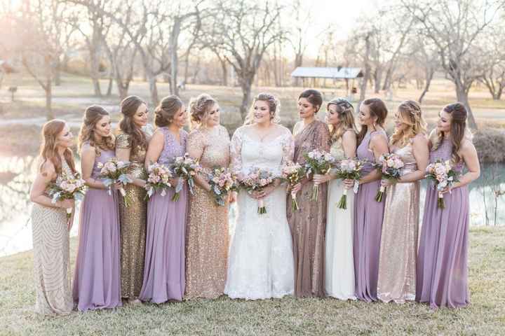 Thinking of something like this, maybe with the gold dresses. 