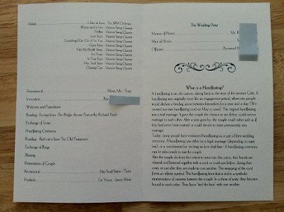 We've finished our wedding programs