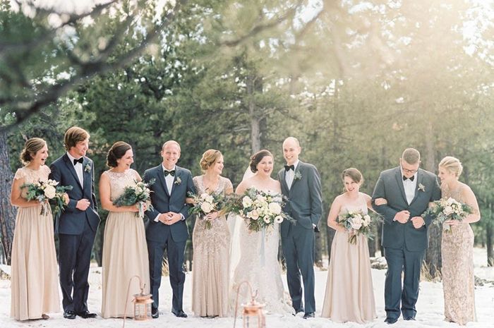 What colour suit from the Groom? If my bridesmaids are in champagne 2