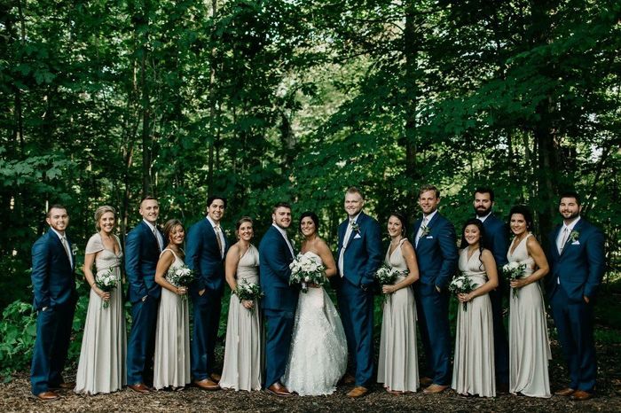 What colour suit from the Groom? If my bridesmaids are in champagne - 3