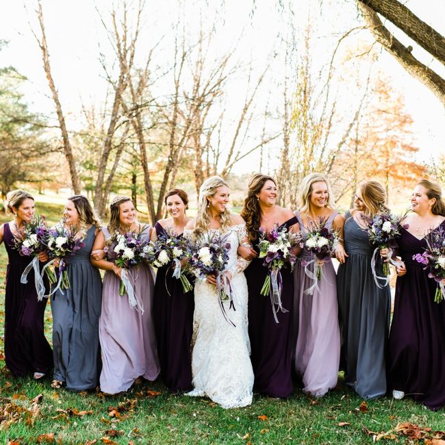 Shades of a different color bridesmaids dresses 1