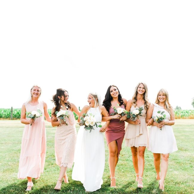 Shades of a different color bridesmaids dresses 2