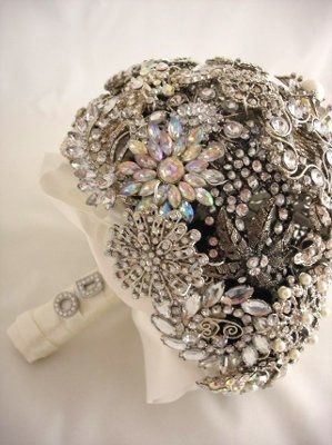 I have to have one of these!!! Brooch Bouquet with lots of BLING!