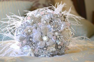I have to have one of these!!! Brooch Bouquet with lots of BLING!