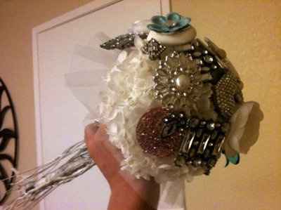 I have to have one of these!!! Brooch Bouquet with lots of BLING!