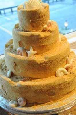 Beach wedding cake that looks like sand...