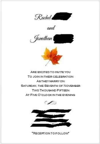 Template for wedding invites. Thoughts?