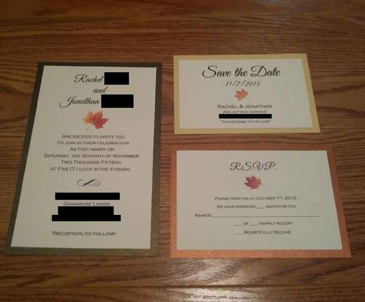 Sample STD, Invite and RSVP card *Picture*