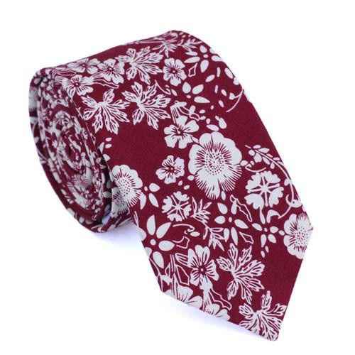 burgundy floral tie