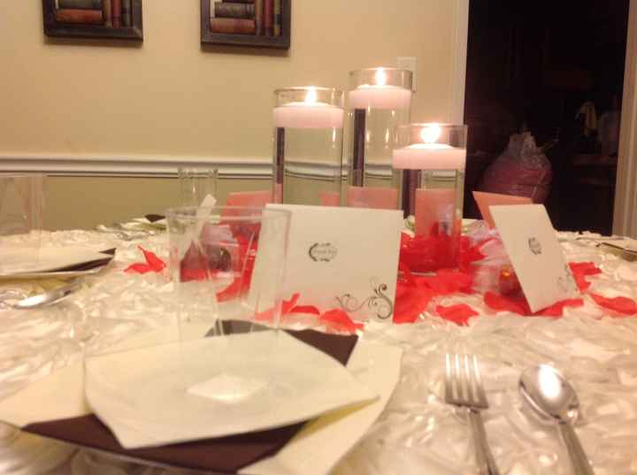 Reception table setting.....not bad for plastic ware.
