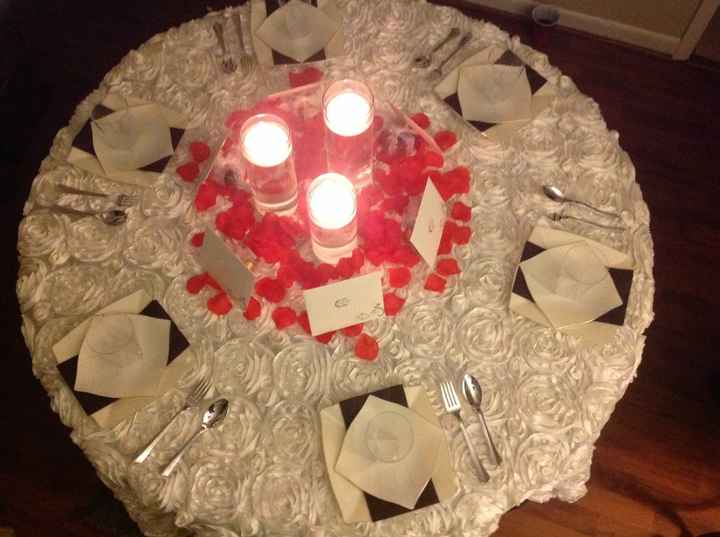 Reception table setting.....not bad for plastic ware.