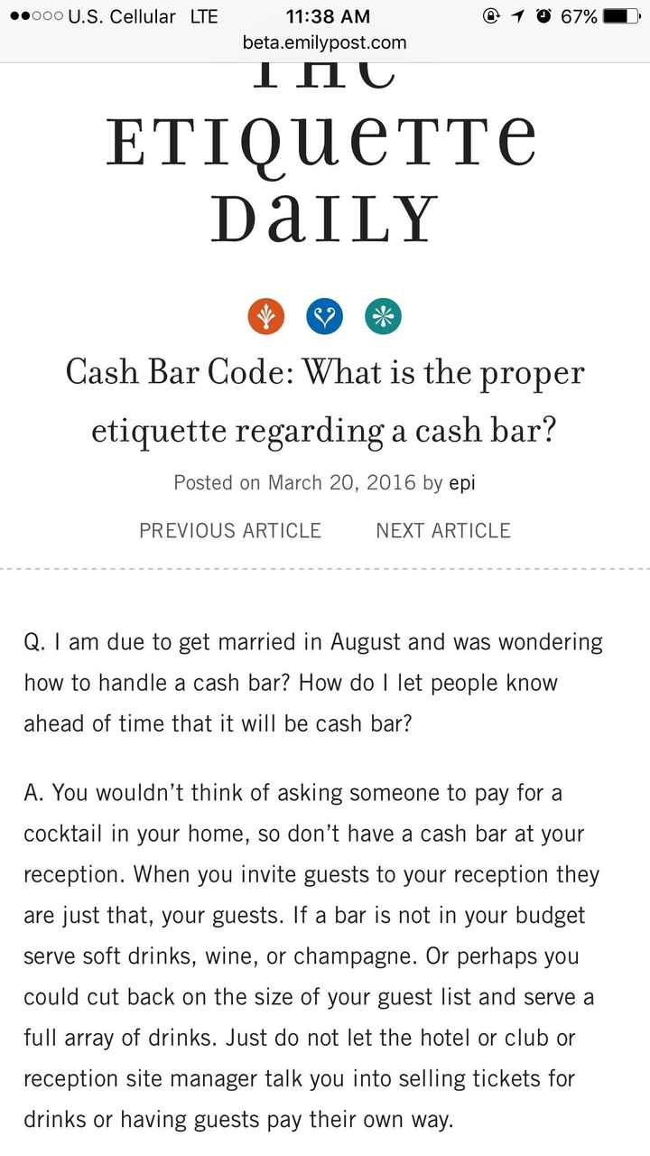 Cash bar advice (Its not what you think!!!)