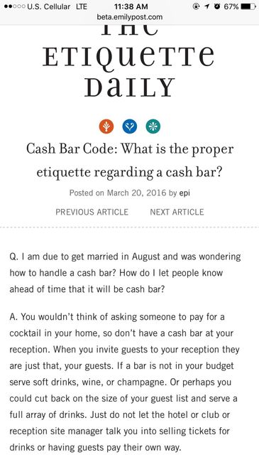 Cash bar advice (Its not what you think!!!)