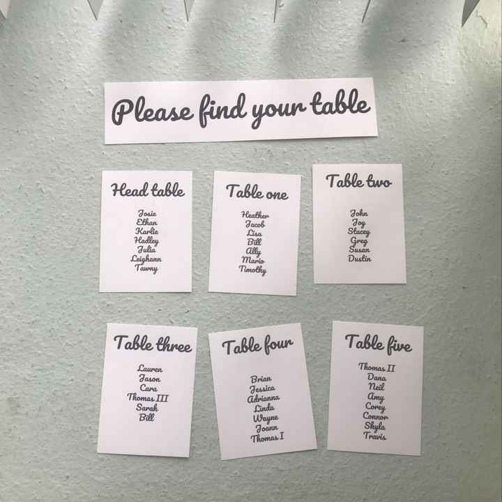 diy table numbers, programs, seating chart, and place cards :) - 2