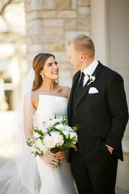 Bride and groom Looking at Eachother
