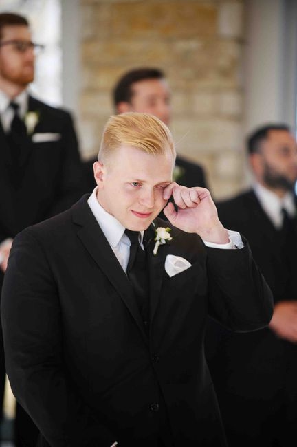 Groom seeing Bride Walk Down the Aisle