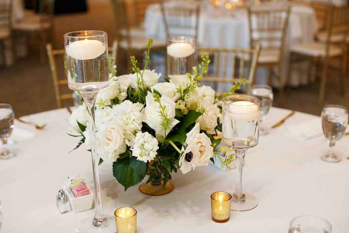 White Floral Centerpiece and Candles