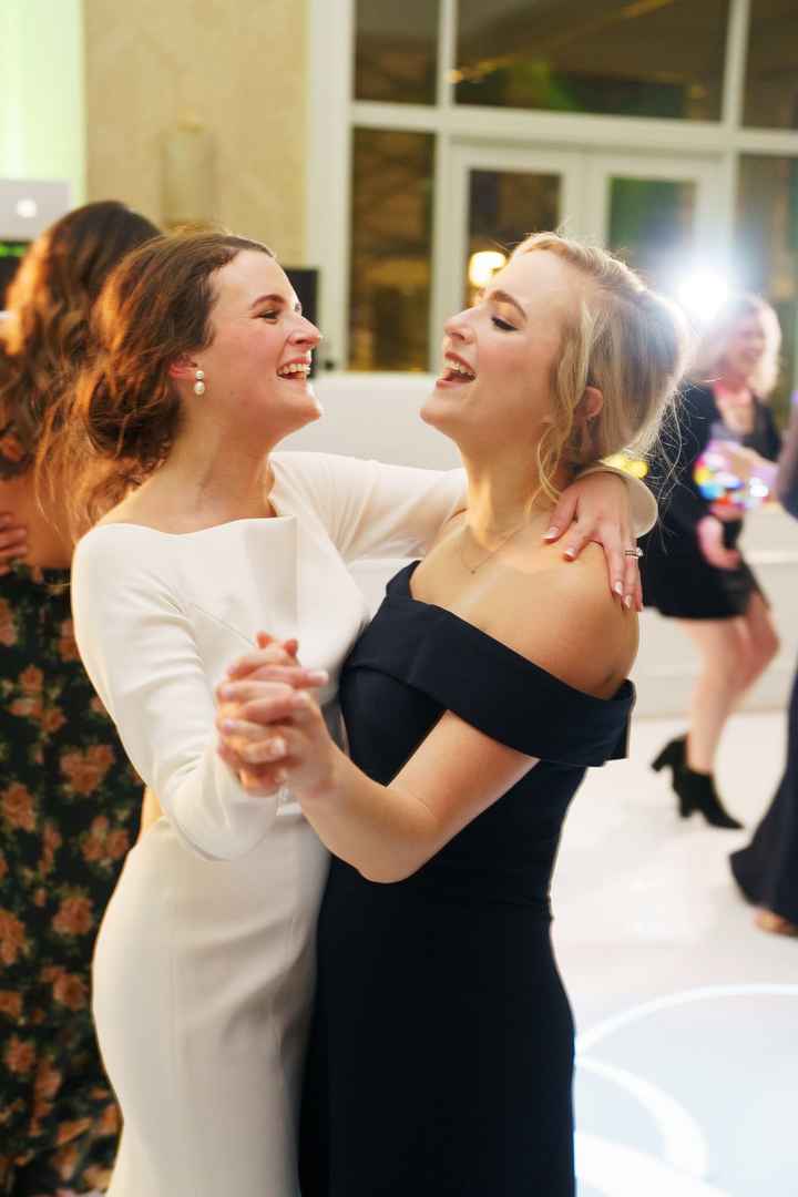 Bride dancing with Bridesmaid