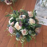 Bouquet with blush wedding dress