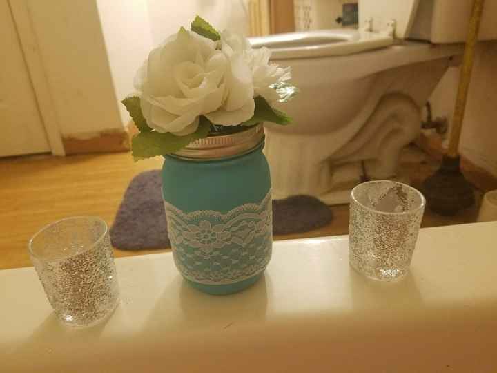 Silver and turqouise wedding decorations