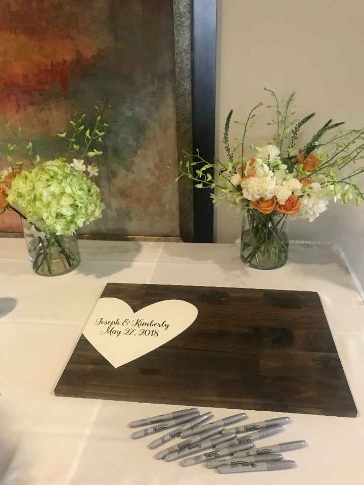 guest book sign and misc table flowers